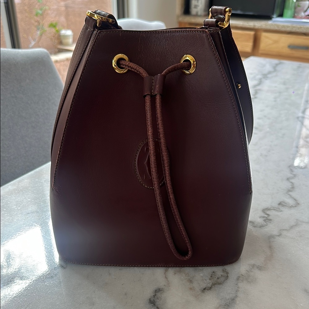 Cartier Burgundy Leather Bucket Bag